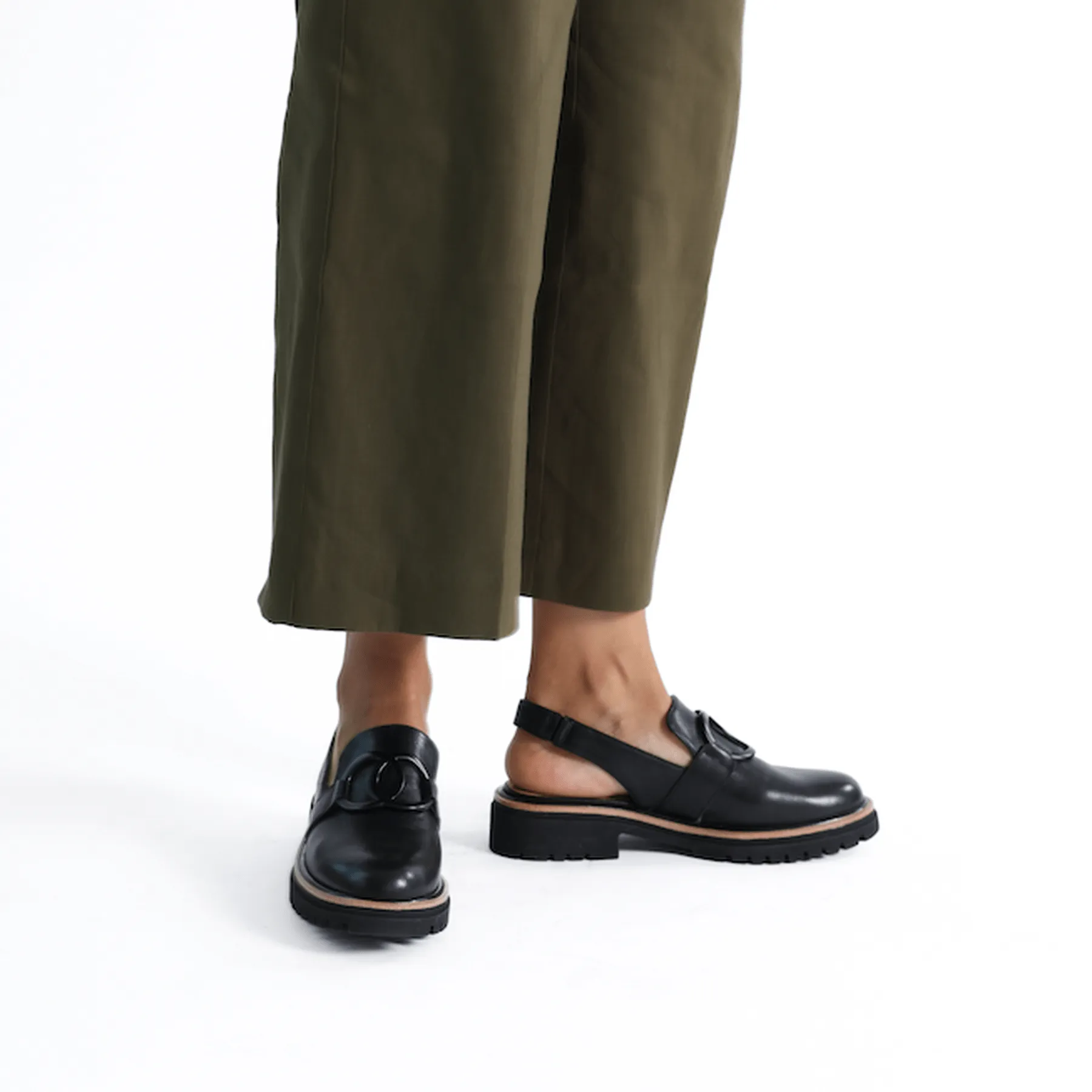 ABA LEATHER SLING BACK LOAFERS