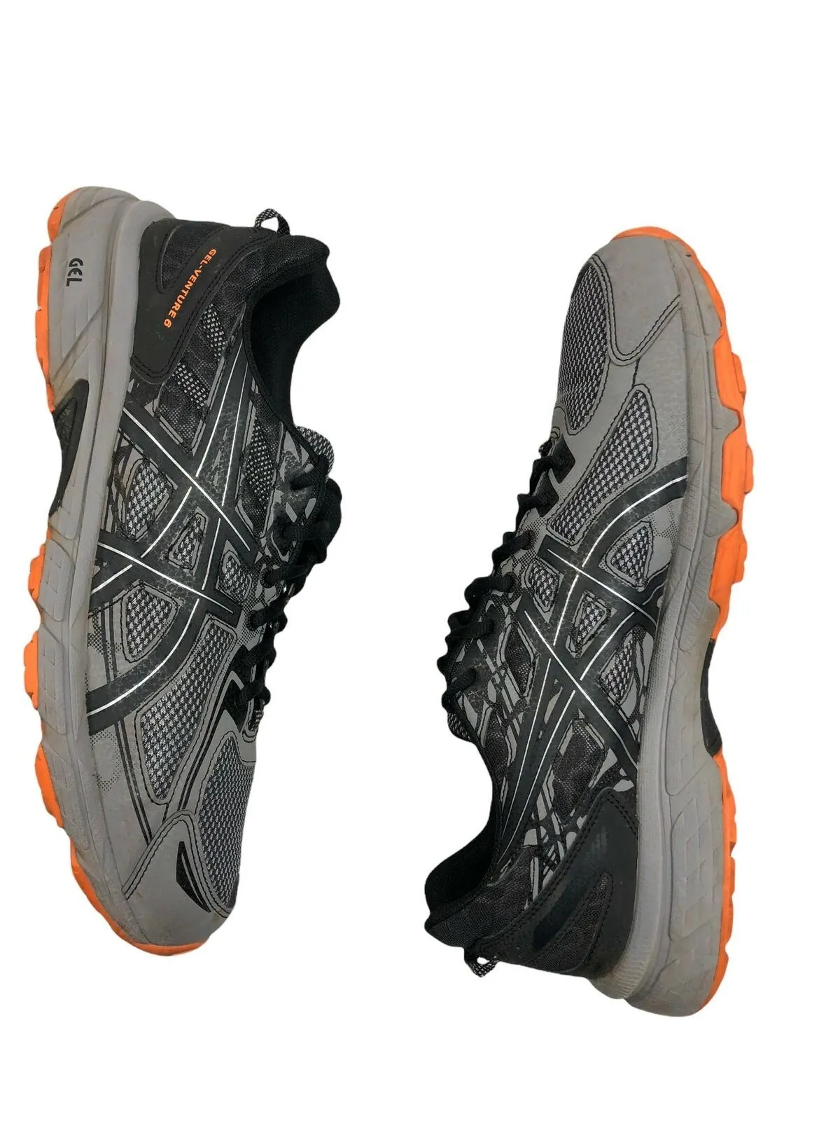 Asics Gel-Venture 6 Silver/Orange Comfort Running Shoes Men's (Size: 14) T7G1Q