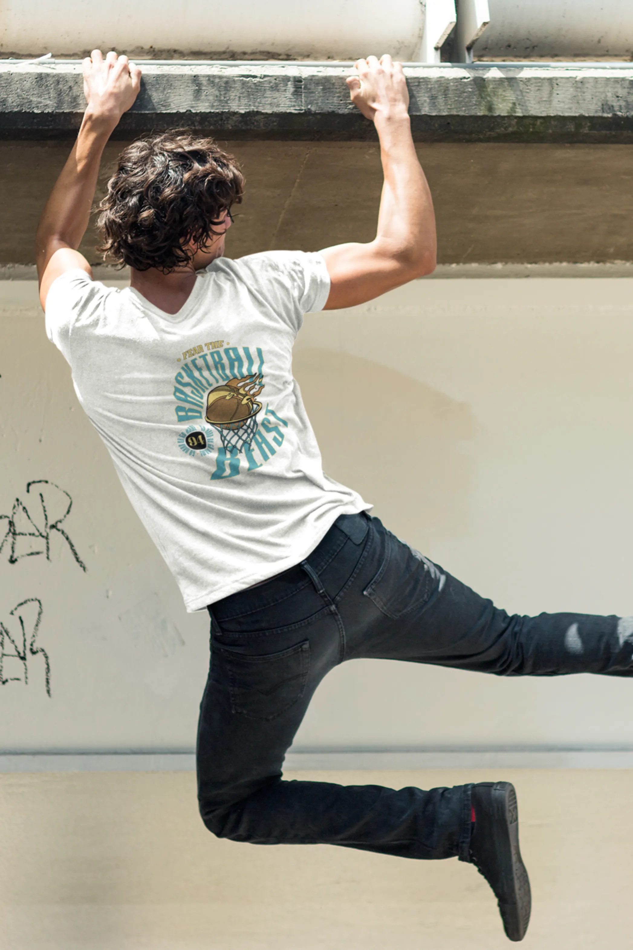 Basketball Beast Printed Oversized T-shirt for Men