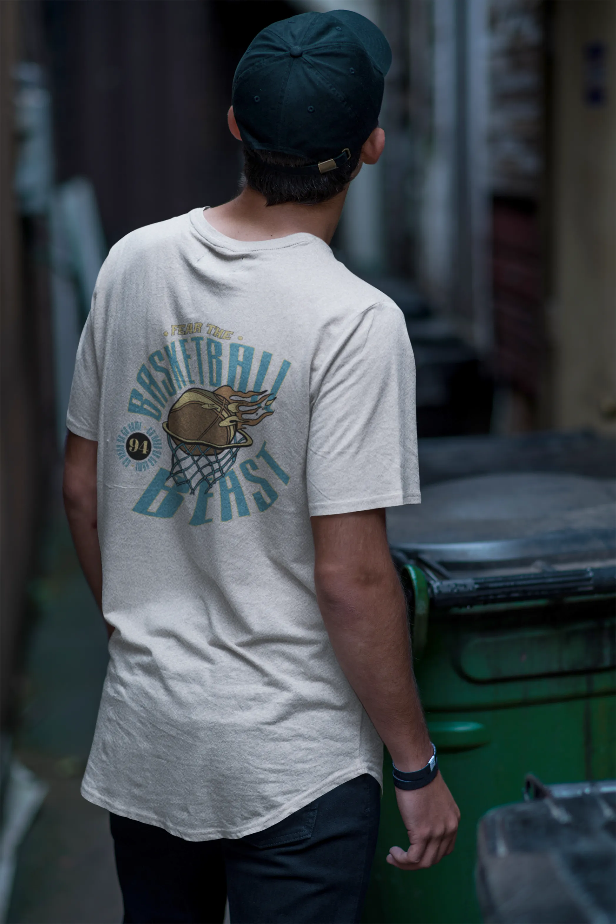 Basketball Beast Printed Oversized T-shirt for Men