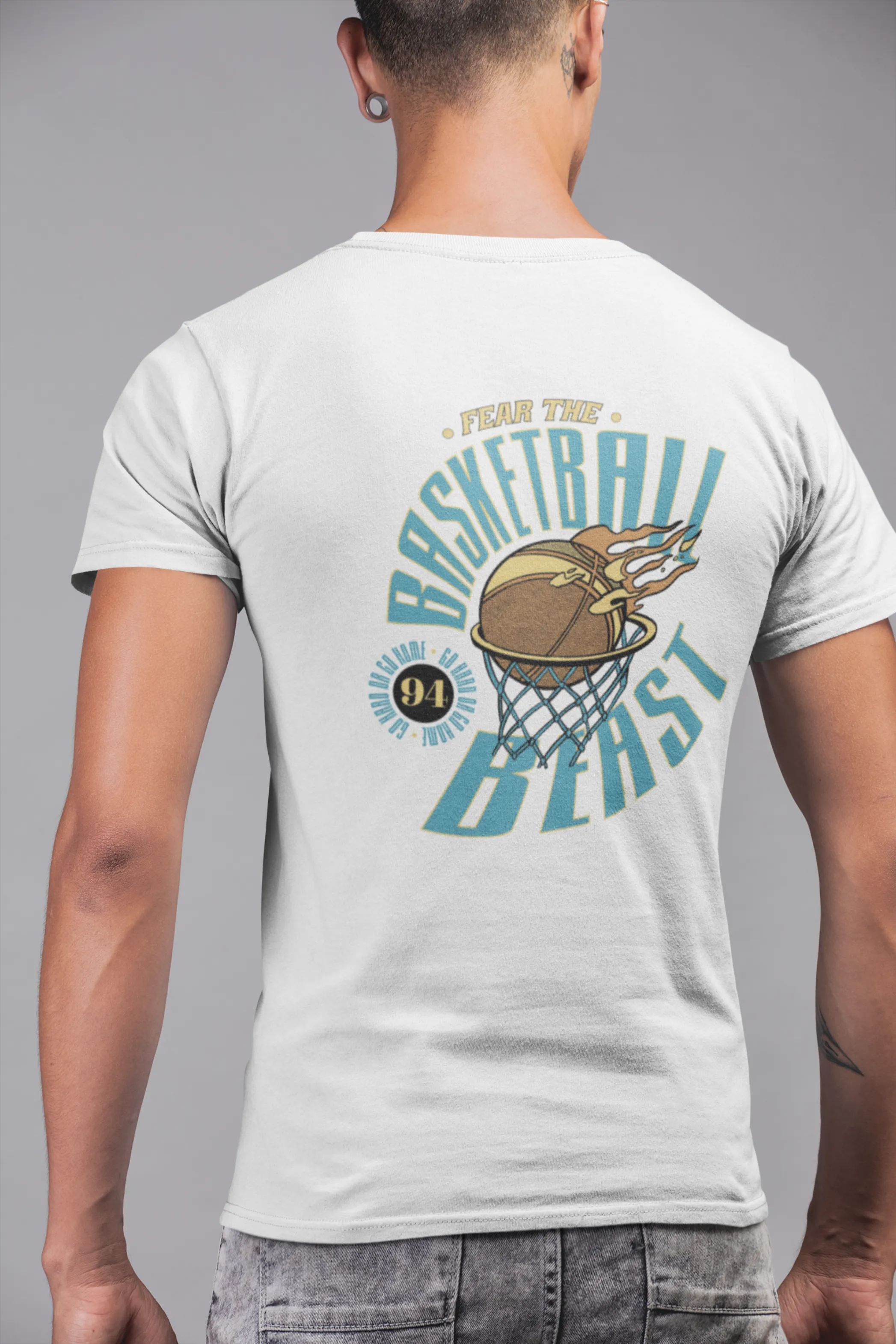 Basketball Beast Printed Oversized T-shirt for Men