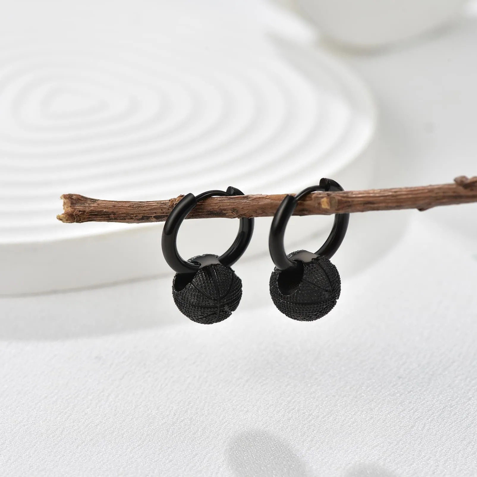 Basketball Dangle Hoop Earrings for Men Women