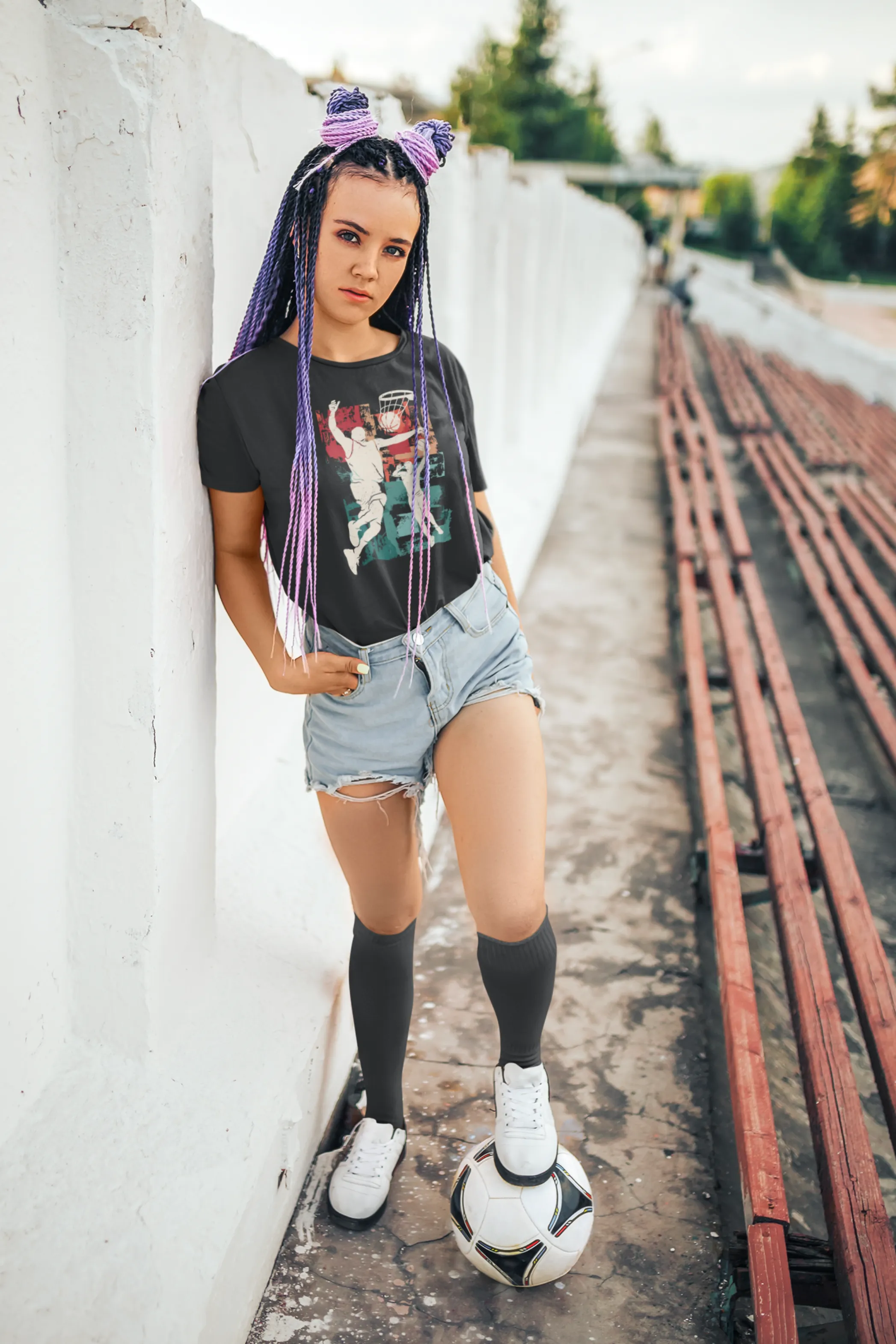 Basketball Legends Black Printed T-shirt for women