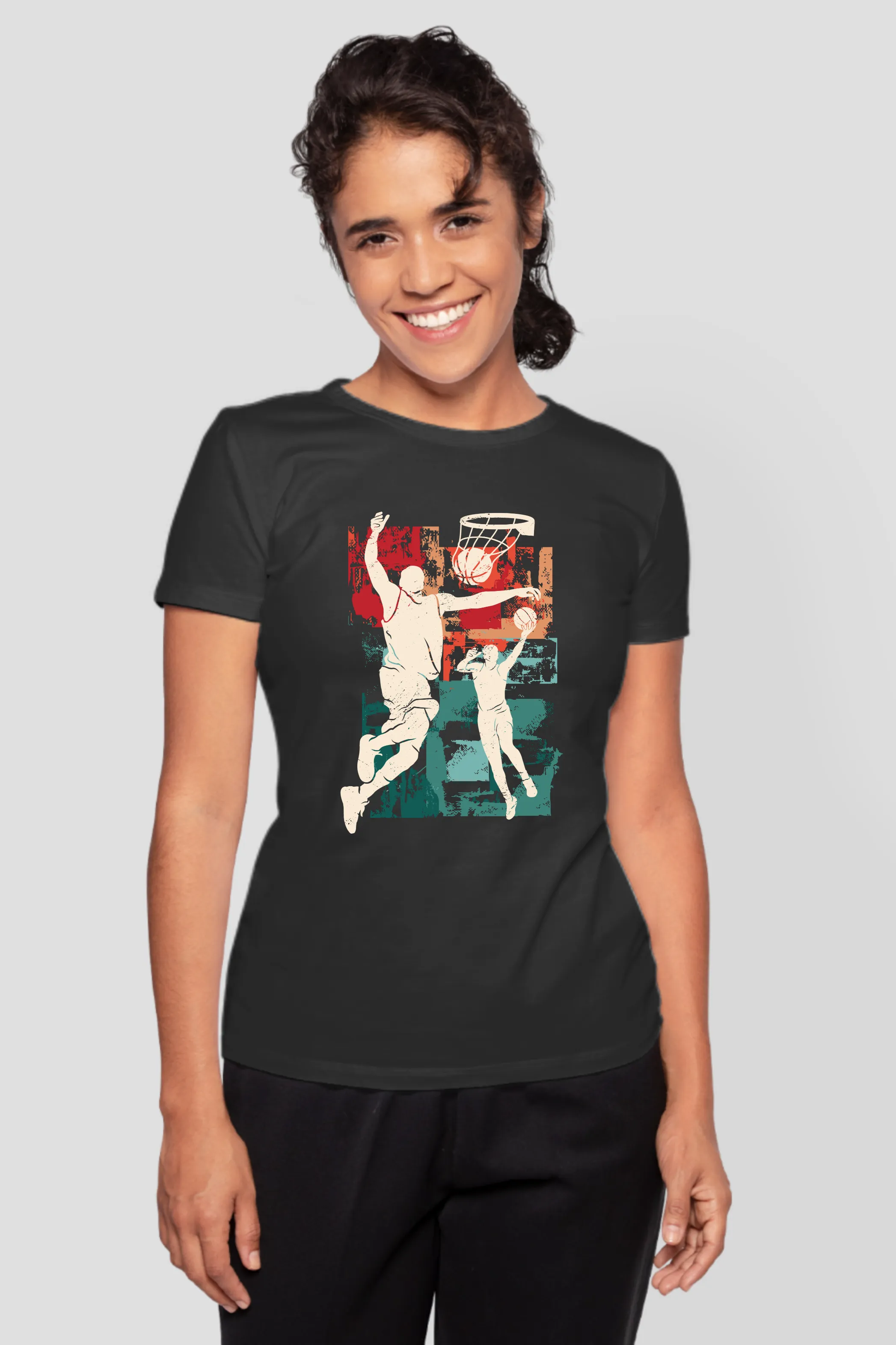 Basketball Legends Black Printed T-shirt for women
