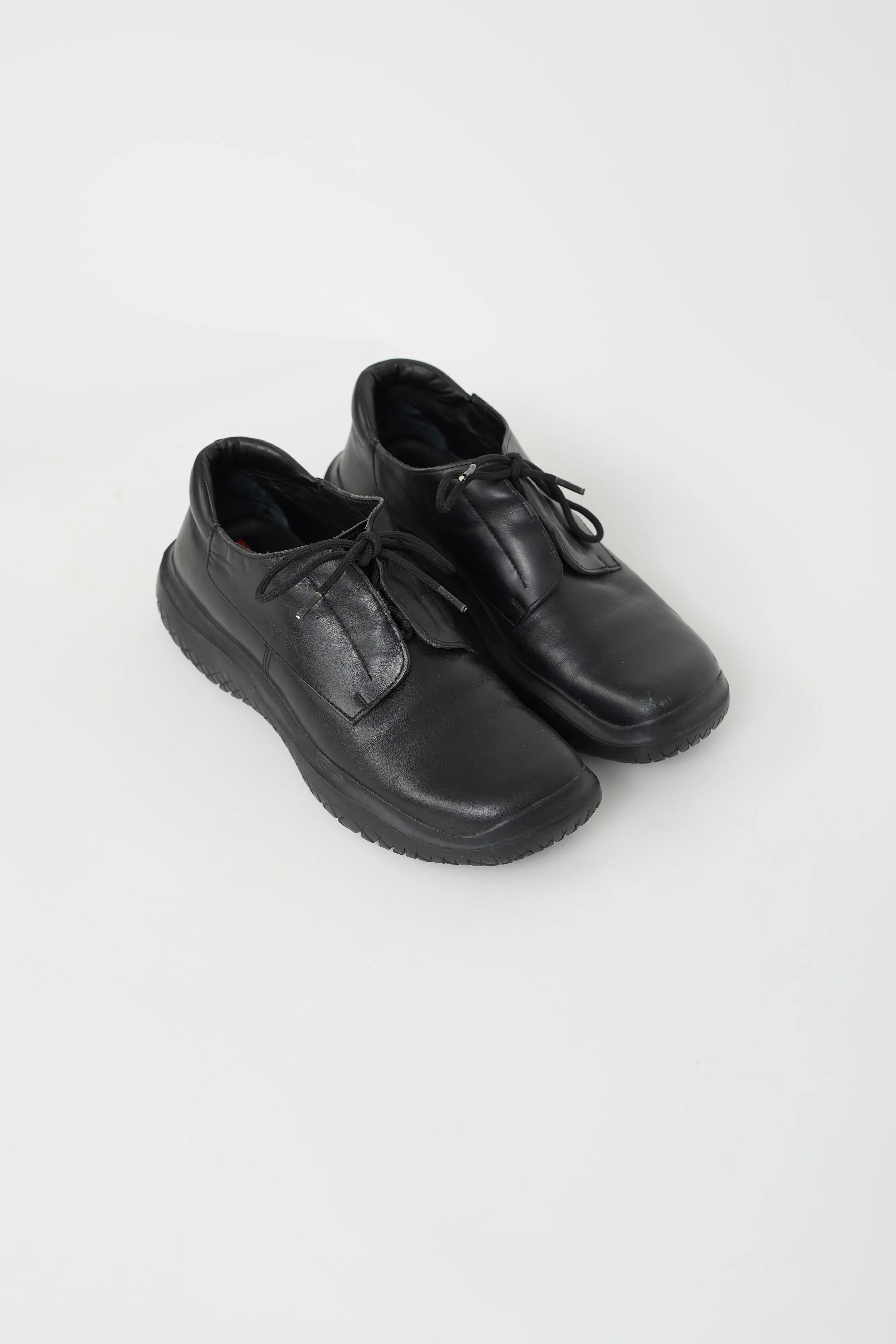 Black Leather Linea Rossa Chunky Platform Loafer
