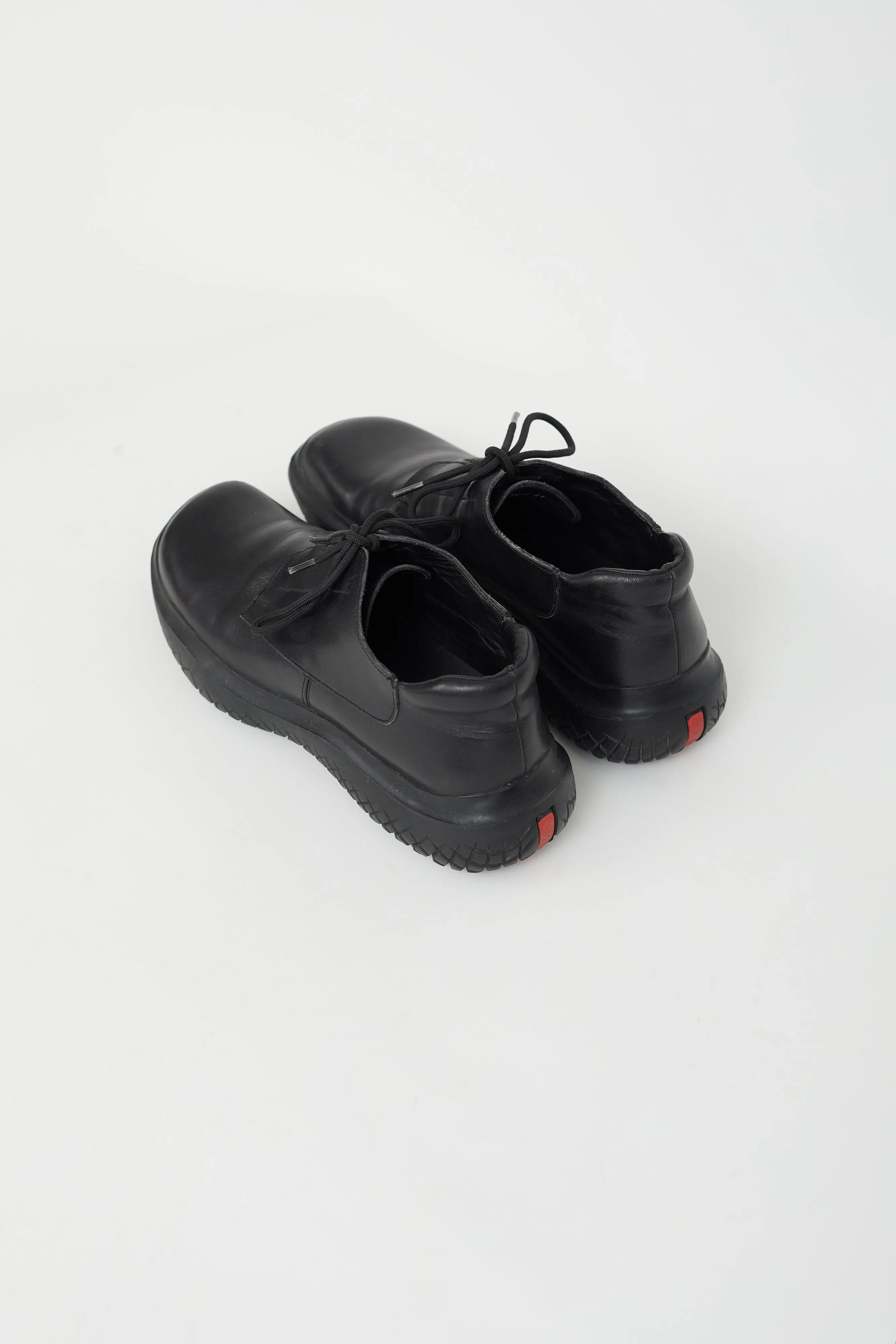 Black Leather Linea Rossa Chunky Platform Loafer