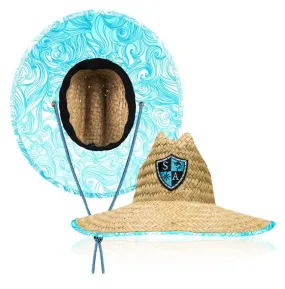 Blue Wave Under Brim Straw Hat