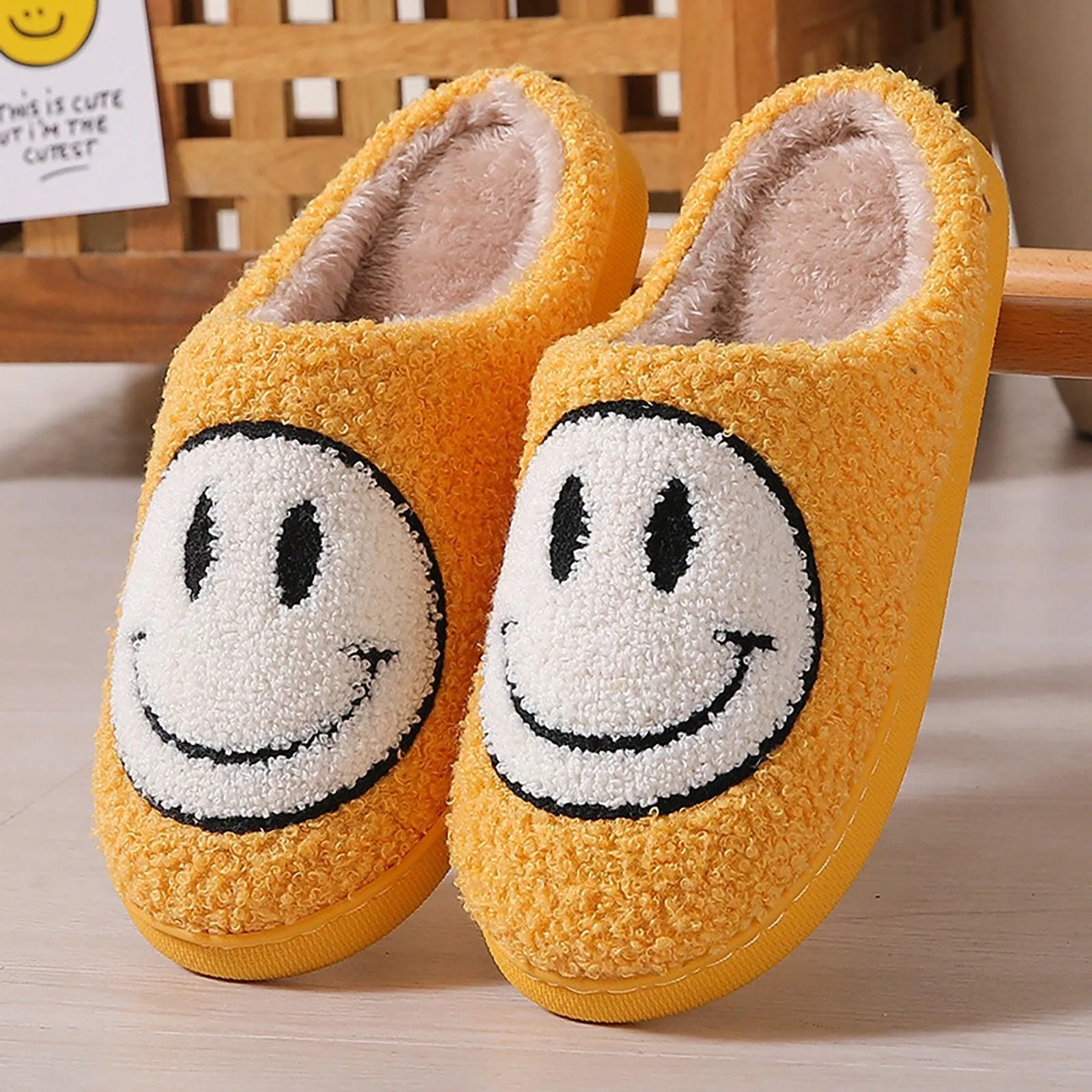 Cosy Smiley Face Slipper Comfortable Slippers Funny Slippers Unique Gift Idea Fun and Comfy Slip-Ons