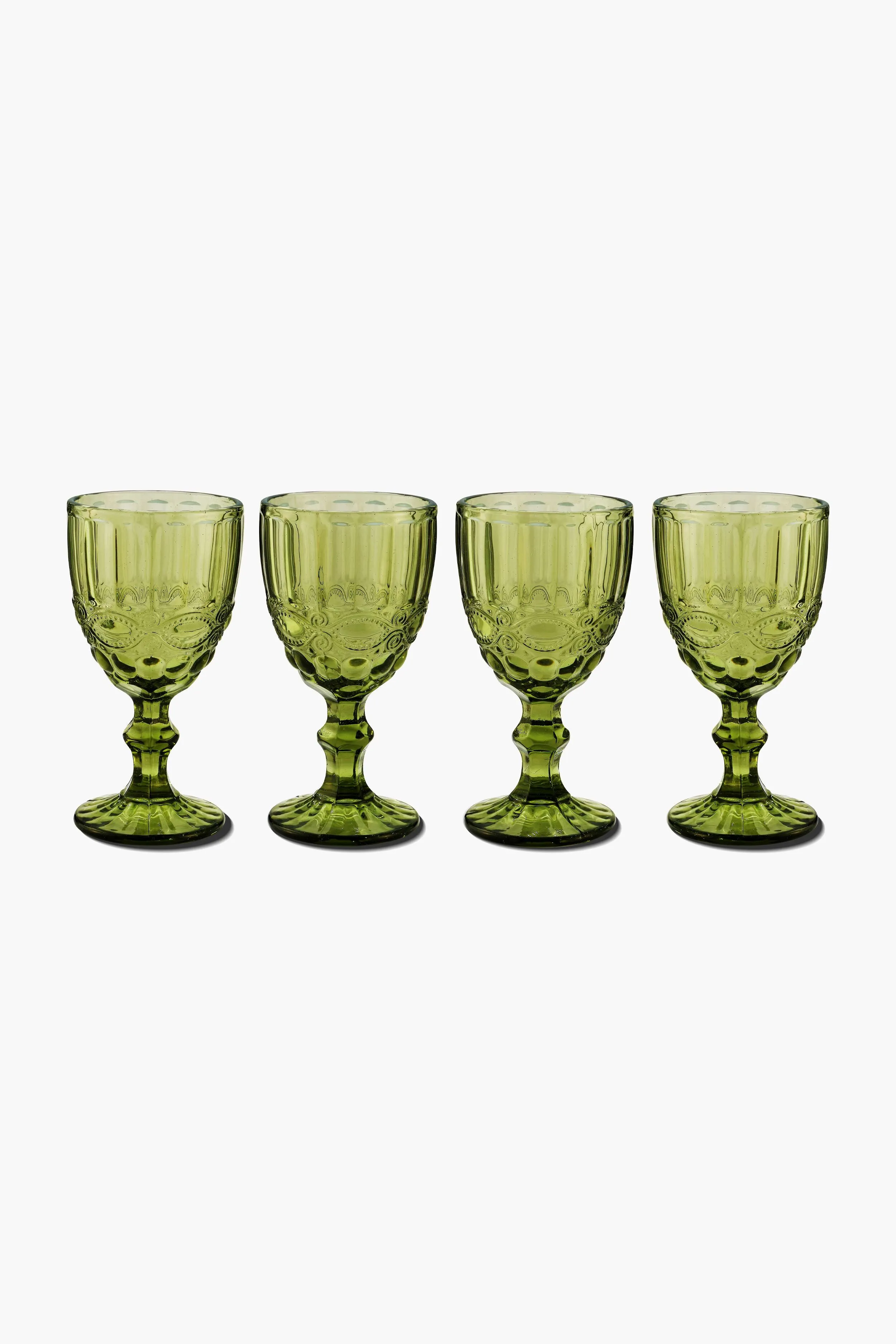 Green Stem Glasses Set of 4