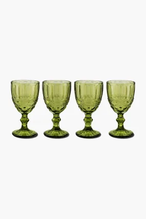 Green Stem Glasses Set of 4