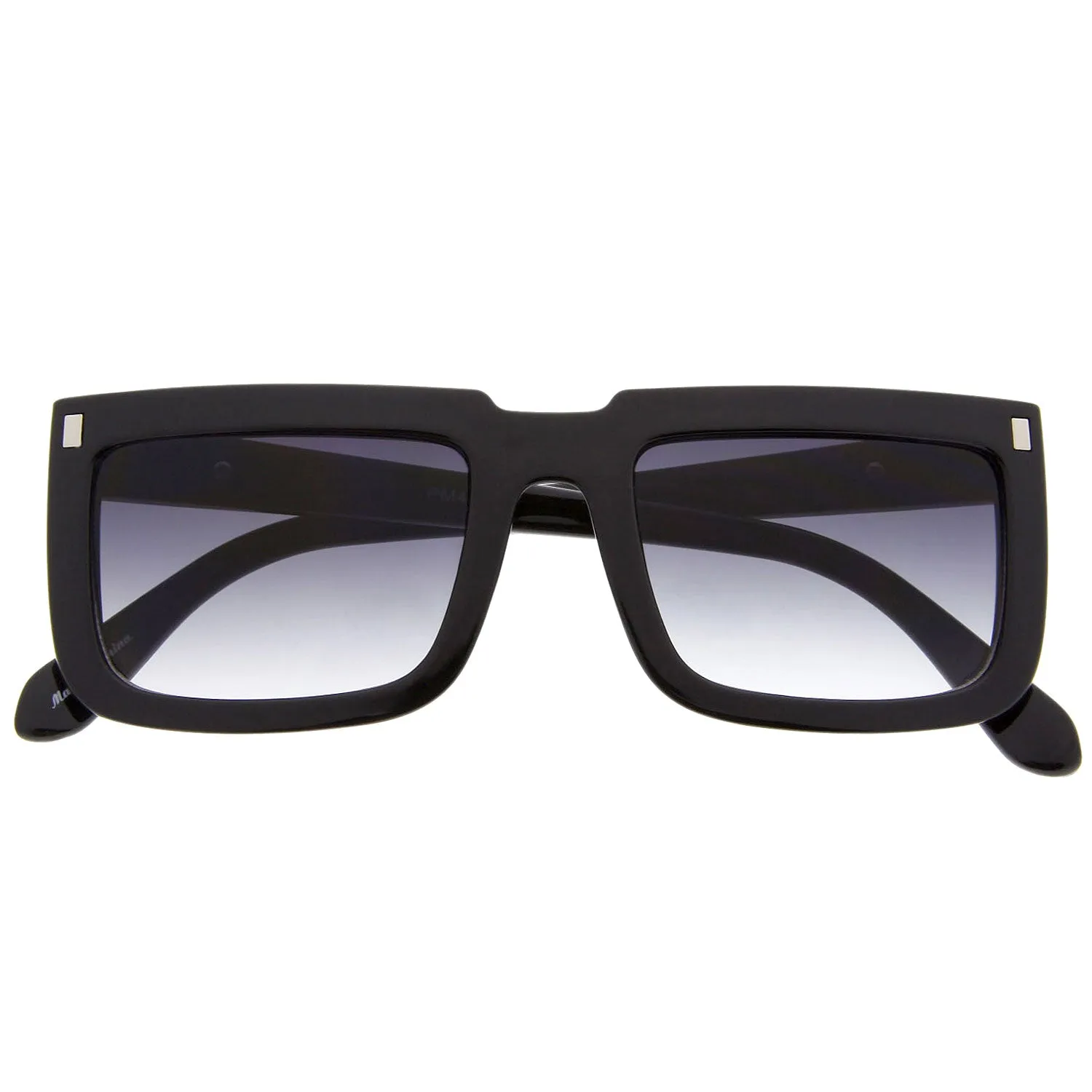 grinderPUNCH Women's Designer Inspired Flat Top Square Rectangle Sunglasses Arrow Euro