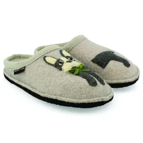 Haflinger Women's Flair Puppy Slippers- Light Grey