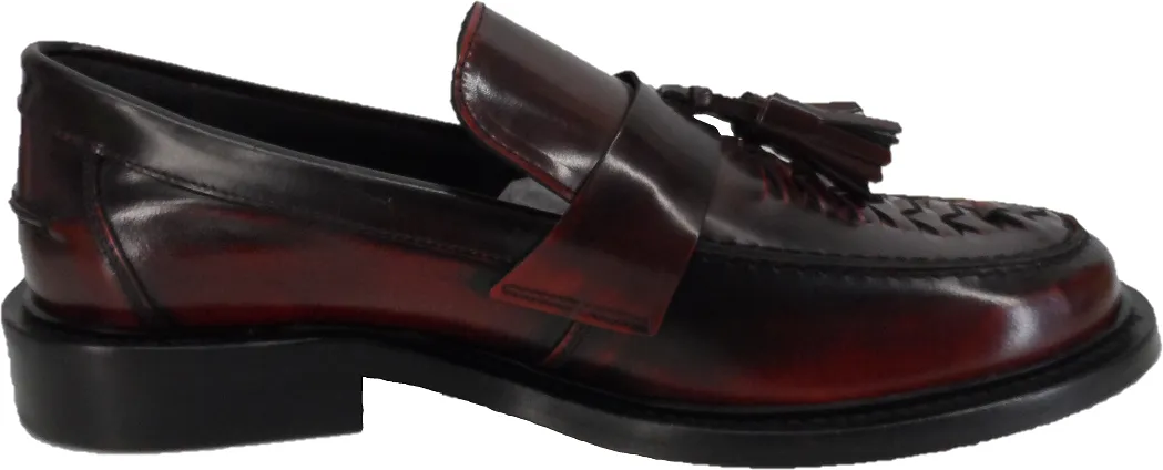 Ikon Original Mens Twister Oxblood Retro,Ska,Northern Soul Tassel Loafers
