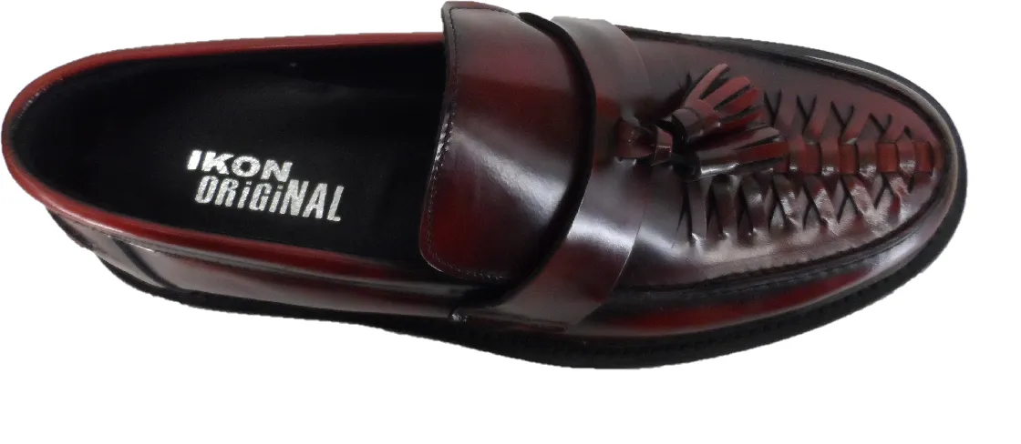 Ikon Original Mens Twister Oxblood Retro,Ska,Northern Soul Tassel Loafers