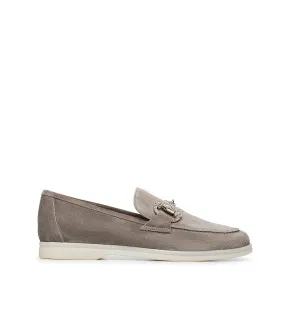 Jewel-buckle Clay-tone suede loafers