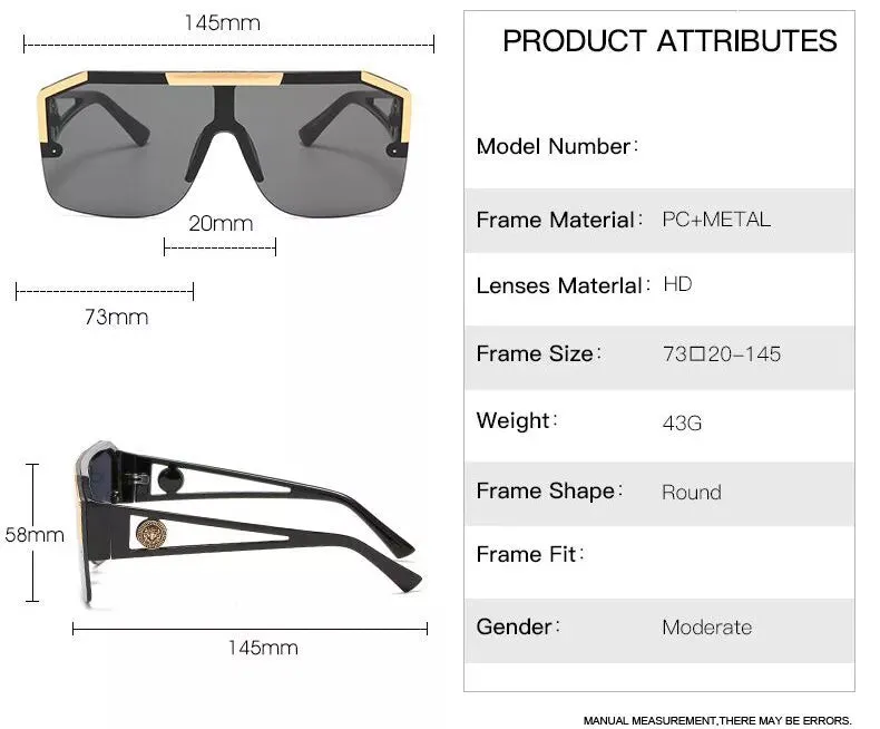 Luxury Oversized Mens Designer Sun Glasses
