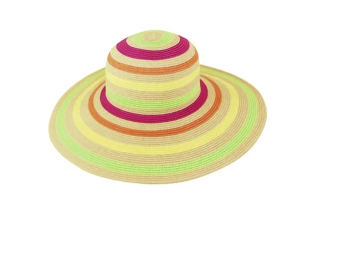 NEON STRIPES WIDE BRIM HAT