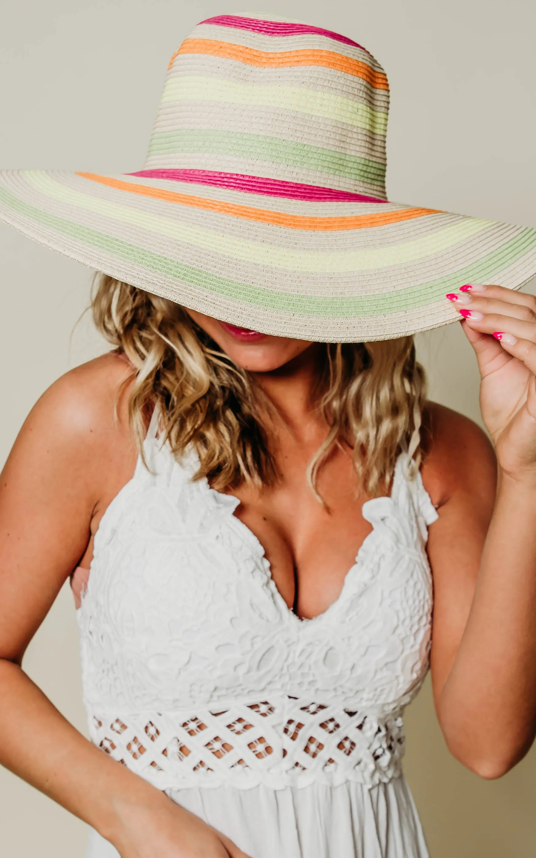 NEON STRIPES WIDE BRIM HAT