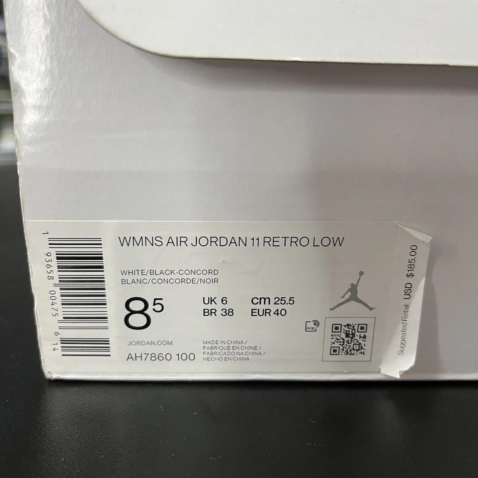 Nike Air Jordan 11 Retro Low White Concord Women's AH7860-100 Women's Size 8.5