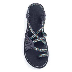 Palm Leaf Flat Women's Sandals | Aqua