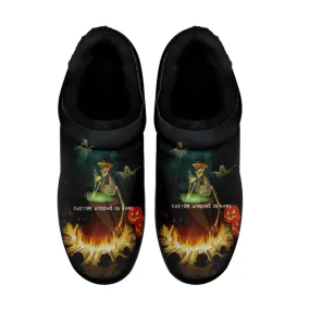 Personalized Skull Indoor Slipper, Custom Ghost Slipper, Kate Comfortable Slippers, Halloween Gift