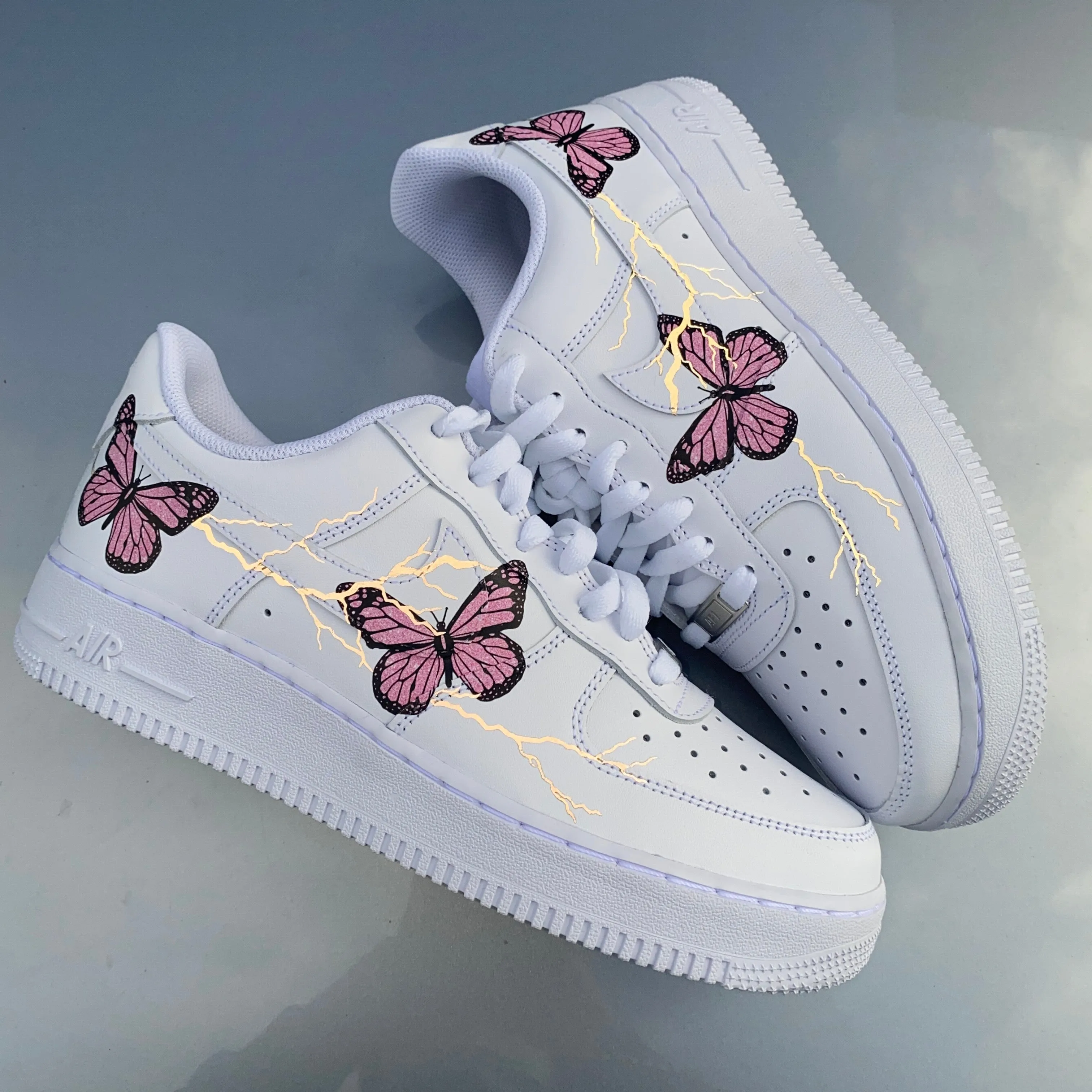 Pink Glitter Butterfly Storm AF1