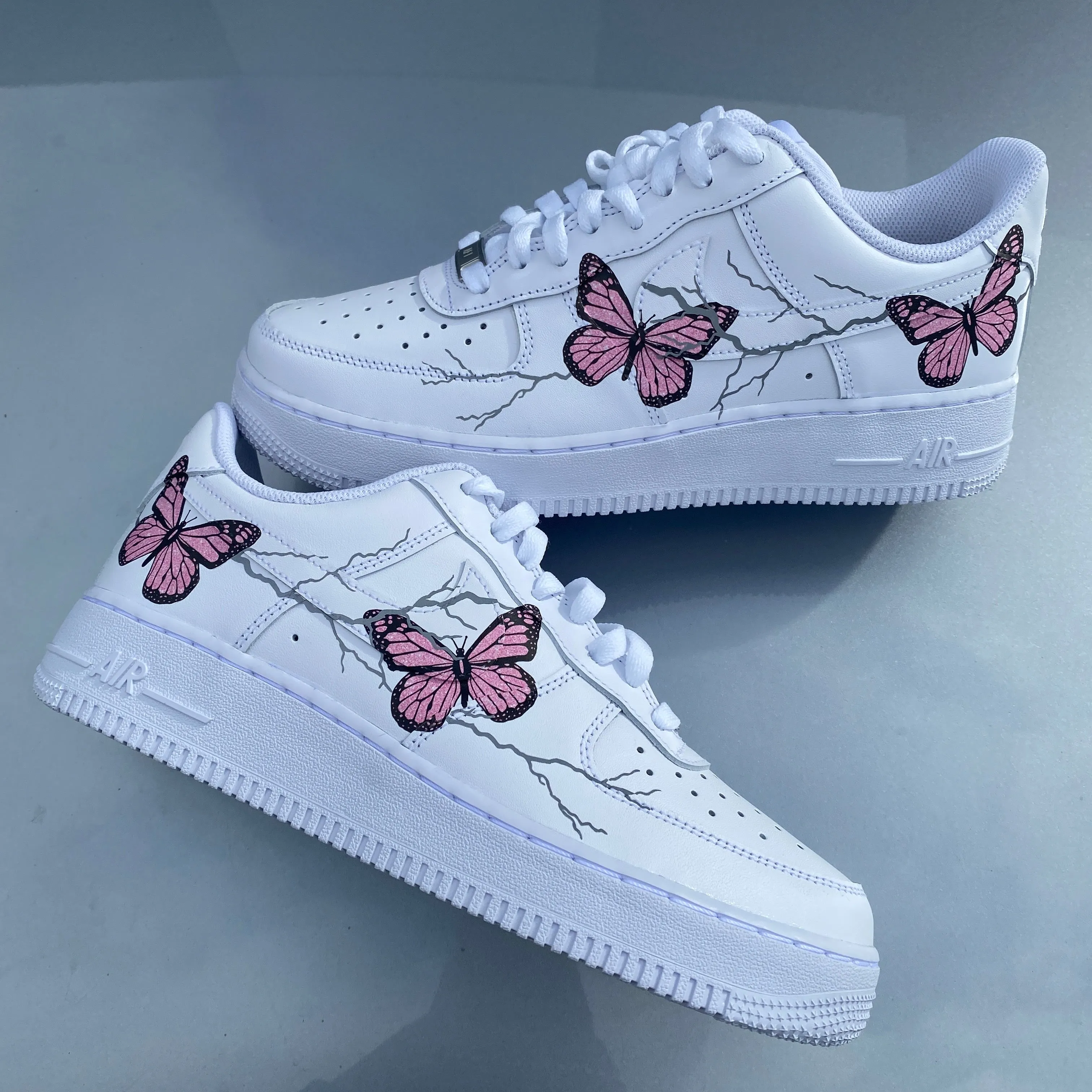 Pink Glitter Butterfly Storm AF1