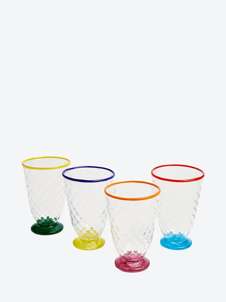 Quilted Glasses Set 4 Mixed Colors