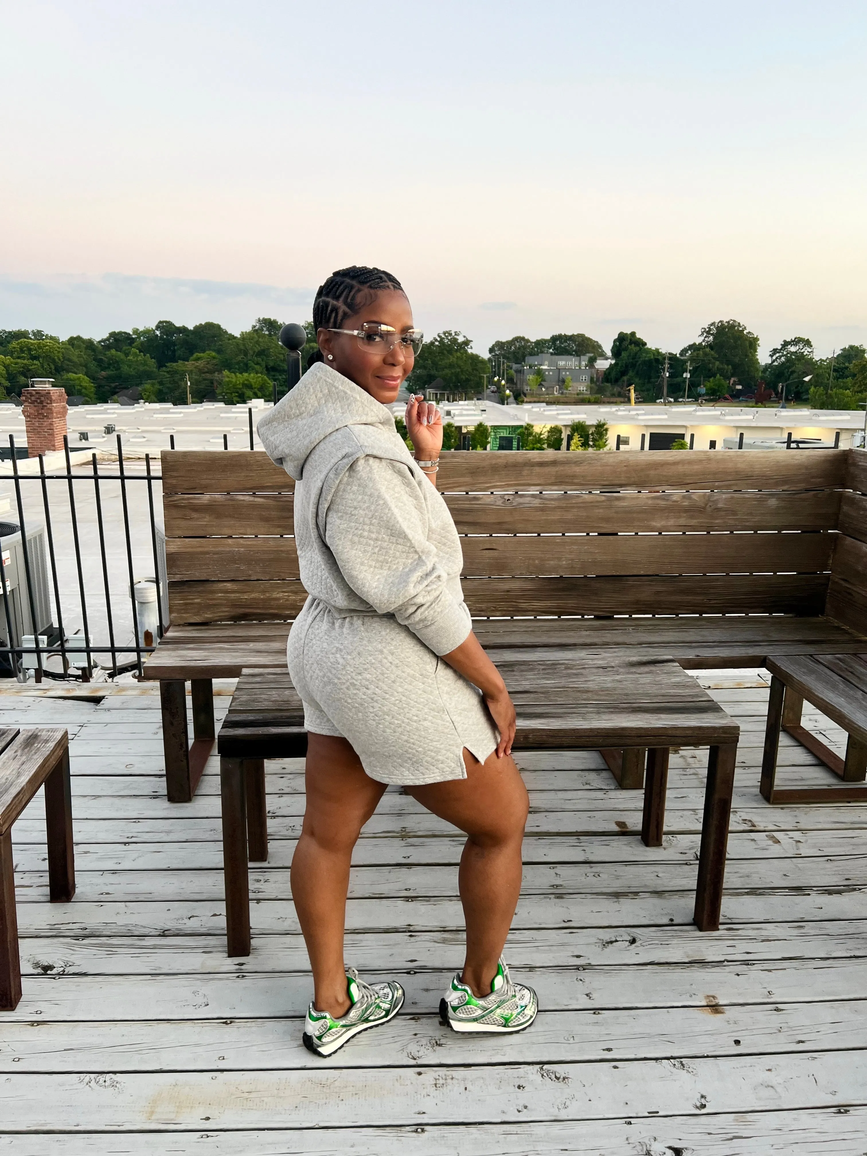 Quilted Hoodie Short Set