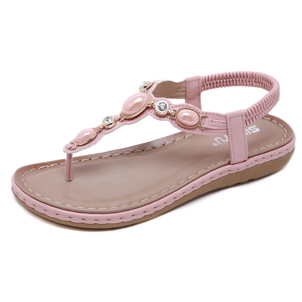 SIKETU | Flat Rhinestone Beach Sandals for Ladies