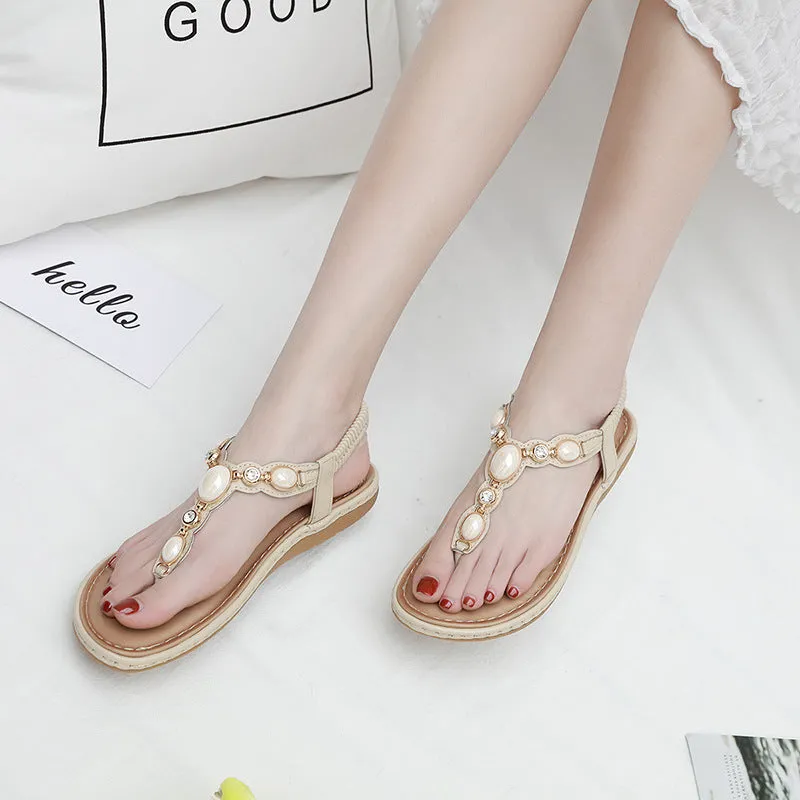 SIKETU | Flat Rhinestone Beach Sandals for Ladies