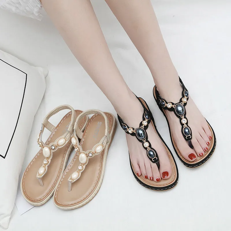 SIKETU | Flat Rhinestone Beach Sandals for Ladies