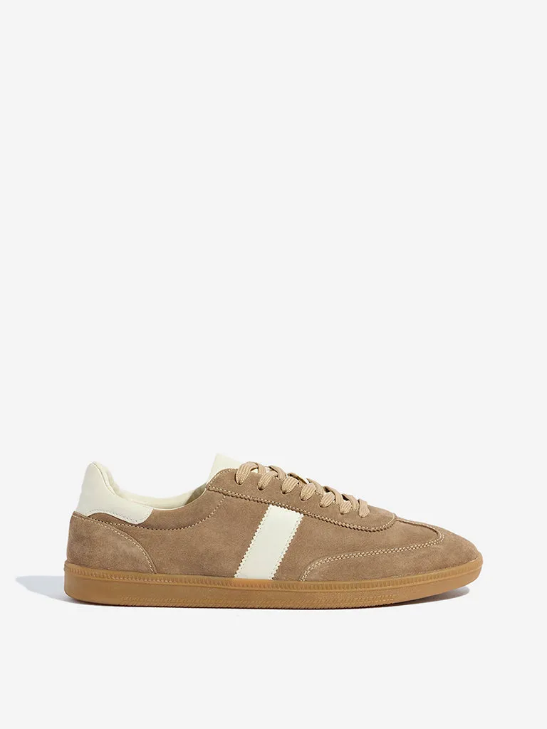 SOLEPLAY Dark Beige Faux-Suede Lace-Up Sneakers