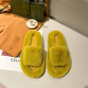 Thick Faux-Fur Slippers for Women