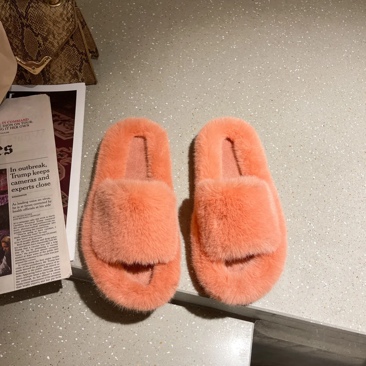 Thick Faux-Fur Slippers for Women