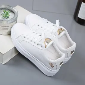 Women's Casual Embroidered White Sneakers