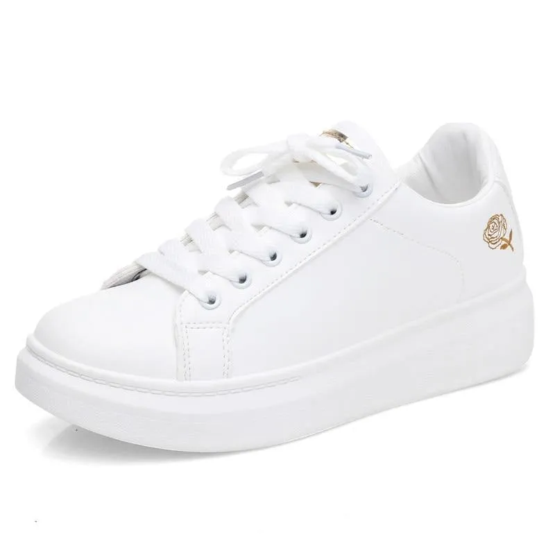 Women's Casual Embroidered White Sneakers