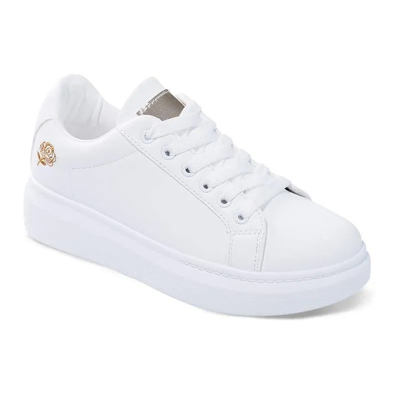 Women's Casual Embroidered White Sneakers