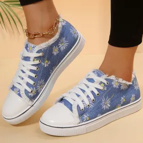 Women’s Casual Flat Floral Canvas Sneakers in 5 Colors