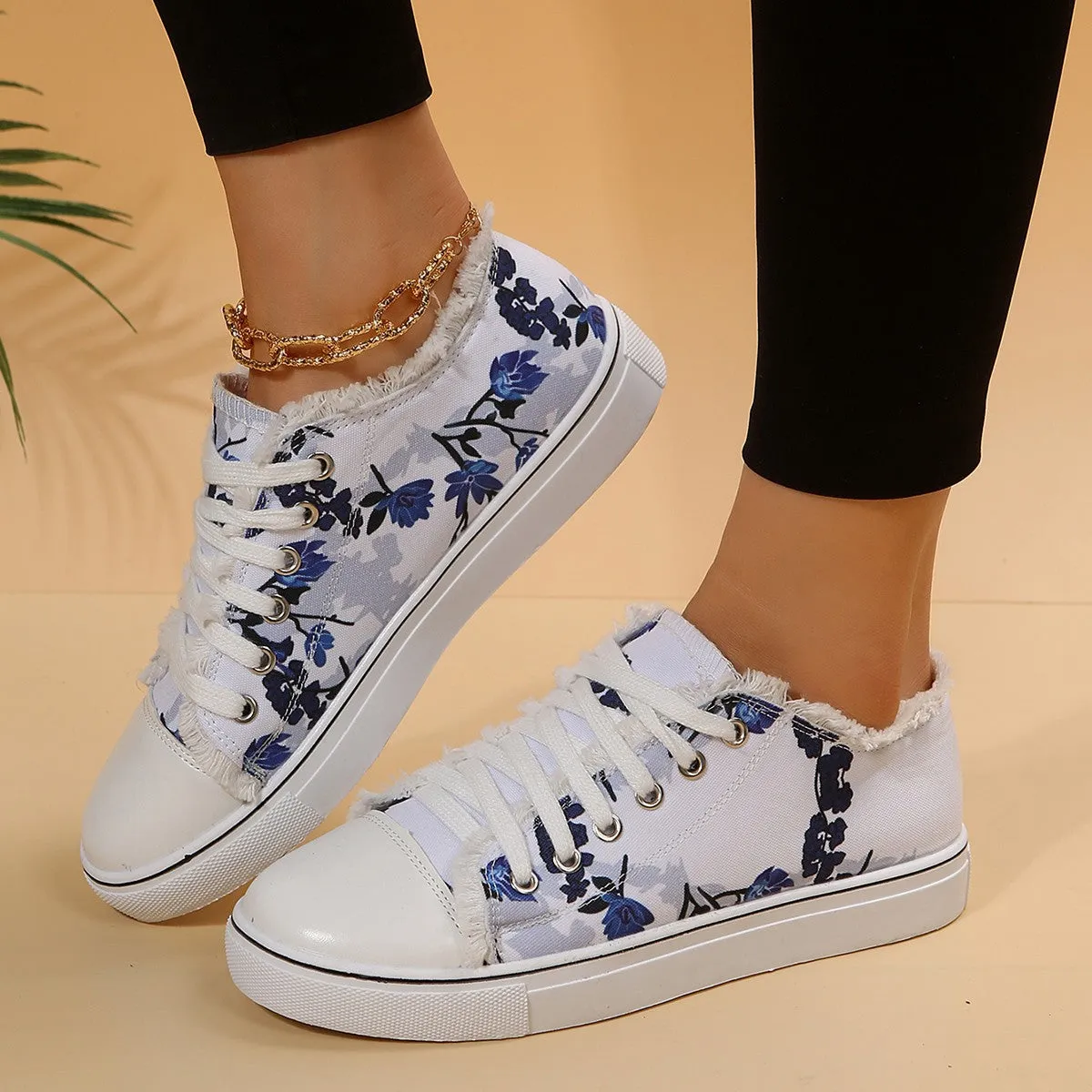 Women’s Casual Flat Floral Canvas Sneakers in 5 Colors